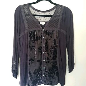 Anthropologie Meadow Rue floral V neck blouse